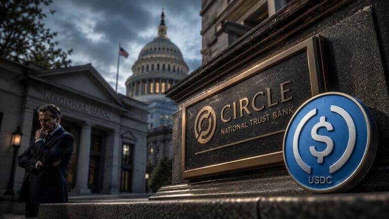 Infraestructura institucional de custodia de activos digitales y liquidación de monedas estables representada por una mesa de operaciones financieras regulada.
