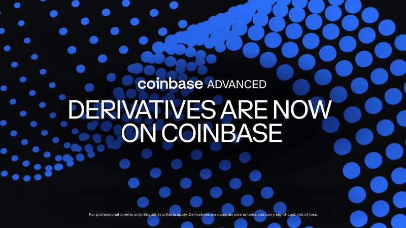 Coinbase derivatives launch graphic for the UK market.