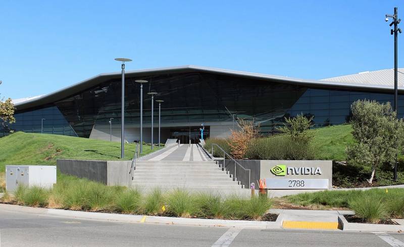 Corporate headquarters campus of NVIDIA in Santa Clara, California, where frontier AI architectures and Nemotron models are engineered.