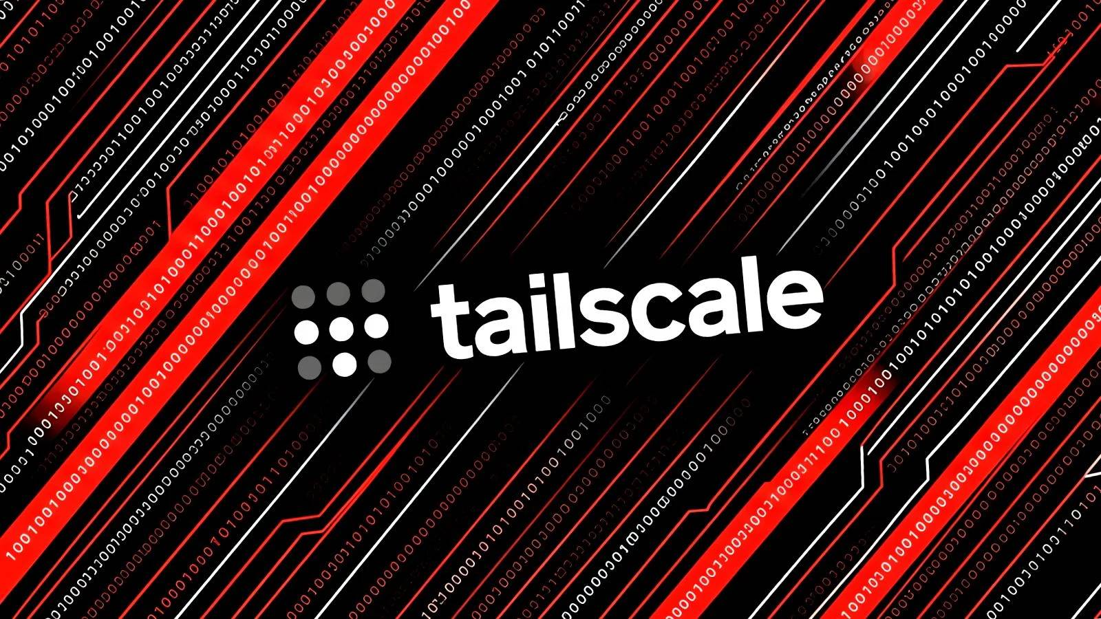 Tailscale encrypted mesh network topology diagram with glowing security alert nodes.