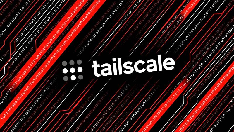 Tailscale encrypted mesh network topology diagram with glowing security alert nodes.