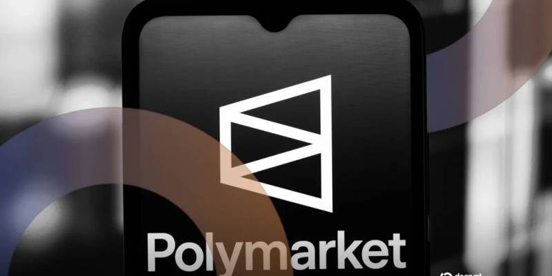 Graphic artwork depicting Polymarket decentralized trading charts and prediction event outcomes.